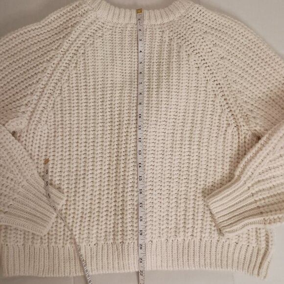 H&M Cream Chunky Knit Cropped Cardigan Sweater Women’s L Cozy Cottagecore - Picture 12 of 16